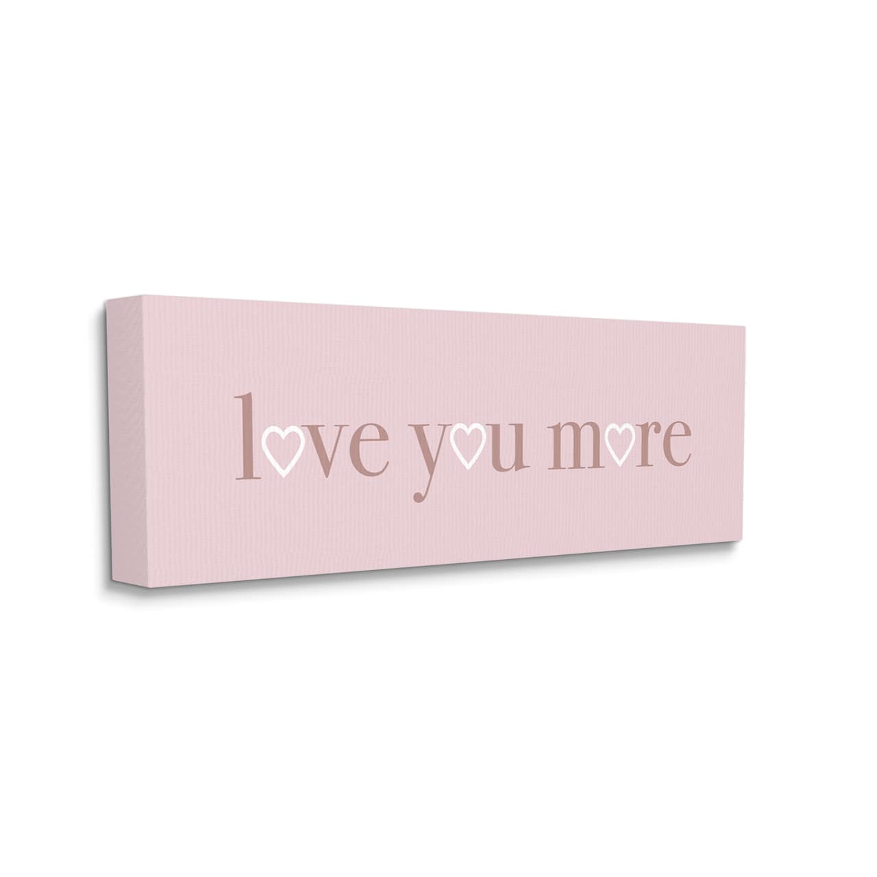 Stupell Industries Soft Pink Love You More Phrase Heart Shapes Canvas Wall Art